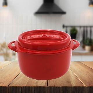 日本製鑄鐵鍋造型可微波保鮮盒-圓形-550ml-6入(保鮮盒)
