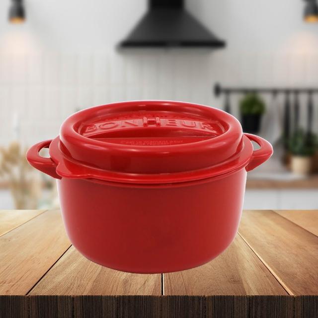 日本製鑄鐵鍋造型可微波保鮮盒-圓形-550ml-6入(保鮮盒)