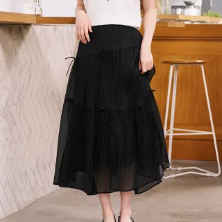 【H2O】仙女光澤蝴蝶結蛋糕長裙(#5672010 長裙、蛋糕裙 黑色/灰色/淺藍色)