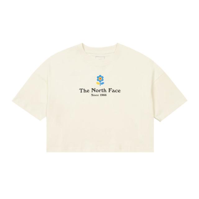 【The North Face】北臉 短袖上衣 女 W CROP SUMMER SS TEE GRAPHIC 米白 NF0A8DCEQLI