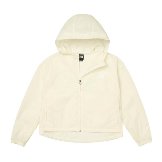 【The North Face】北臉 外套 女 運動連帽外套 防風 防曬 防潑水 W CROP UPF WIND 米白 NF0A8C12QLI