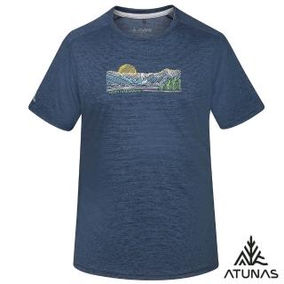 【ATUNAS 歐都納】男/再生迴圈回收/酷涼節能抑菌短袖T恤(A1TS2508MC麻花靛藍/抗臭/吸濕排汗/環保衣/涼感)