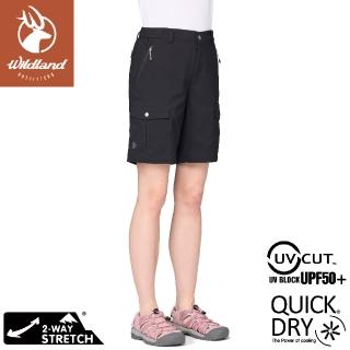 【Wildland 荒野】女 彈性solid point山系6袋短褲《黑色》0B31383/機能褲/運動褲/休閒褲(悠遊山水+)