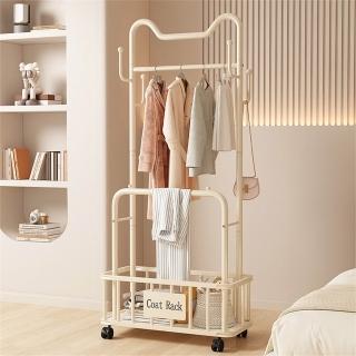 【匠俱】衣帽架-80cm(可移動床邊掛衣架 臥室落地衣帽架 簡易雙杆掛衣架子)