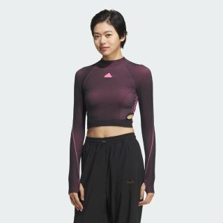 【adidas 愛迪達】DANCE 短版長袖上衣 吸濕排汗 女 JJ1083