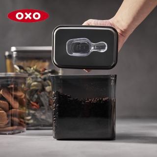 【美國OXO】POP不鏽鋼按壓密封咖啡豆保鮮盒-1.6L(附專用咖啡匙30ml / 約10克)