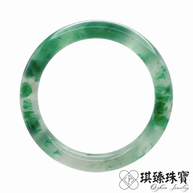 【琪臻珠寶】天然糯冰種飄花非洲翠圓骨鐲玉鐲(18.5-19圍_石英岩質玉_618狂歡節_限時搶購)