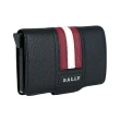 【BALLY】紅白條紋防刮皮革防盜按壓式卡夾(黑色)