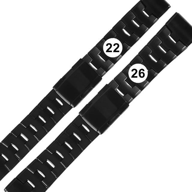 【Watchband】22.26mm / GARMIN替用 QuickFit快拆錶帶 Fenix適用 鈦金屬錶帶(黑色)