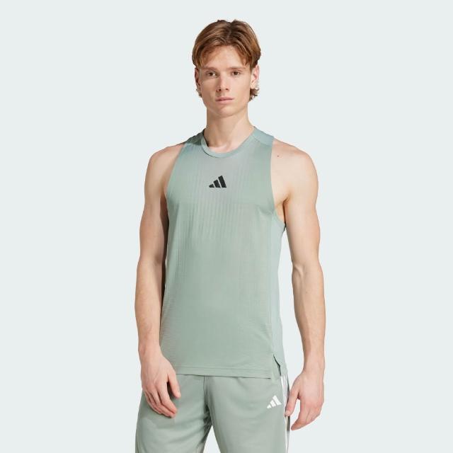 【adidas 愛迪達】背心 男 訓練 亞規 AIRCHILL TANK 綠 JI8201
