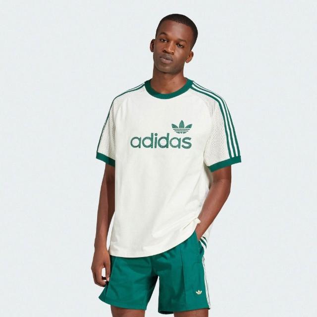 【adidas 愛迪達】短袖上衣 男 三葉草 亞規 PREM KNT TEE 白綠 JD3407