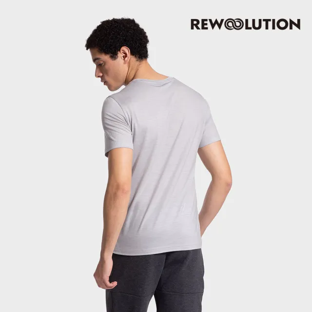 【Rewoolution】男 ARAI 140g短袖印花T恤[銀灰色]EB1MC515(美麗諾羊毛 T恤 圖騰印花 抗菌防臭)