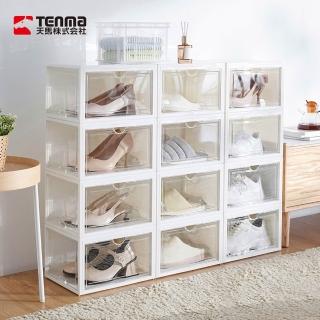 【TENMA 天馬】PROfix 層疊式多向三開門鞋盒-3入(塑膠收納盒/收納箱/透明門板收納盒)