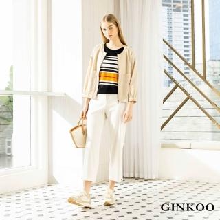 【GINKOO 俊克】三色粗細條紋針織上衣
