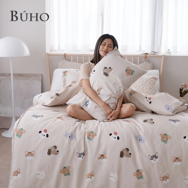 【BUHO 布歐】純棉三件式單人兩用被+單人床包組(多款任選)