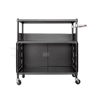 【dayneeds 日需百備】極致美學 90x45x90公分三層沖孔推車旗艦組(沖孔推車/微波爐架/層架/鐵架)