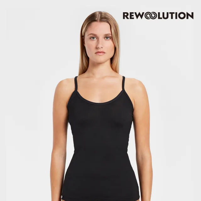 【Rewoolution】女 DREW 140g背心[黑色]EB1WU50595(羊毛衣 背心 細肩背心 內搭衣)