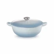 【Le Creuset】琺瑯鑄鐵媽咪鍋 24cm-雪紡粉/海岸藍/薰衣草(贈韓式湯碗-貝殼粉)