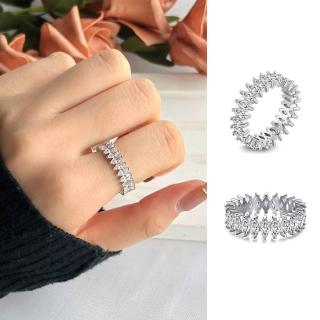 【LEESA】鋯石\戒指女\指環\飾品\排戒\高階感\輕奢\小眾設計\食指戒\情侶戒指\925\純銀\情人節