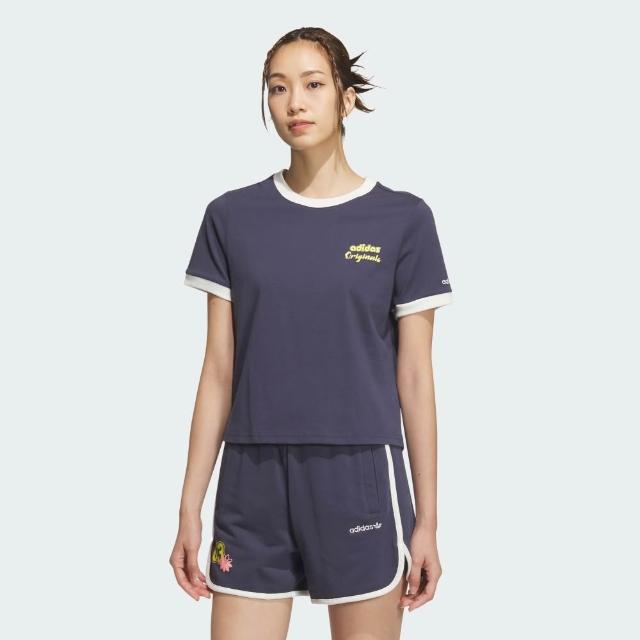 【adidas 愛迪達】短袖上衣 女 三葉草 亞規 SC GFX S TEE W1 藍白 JM7973