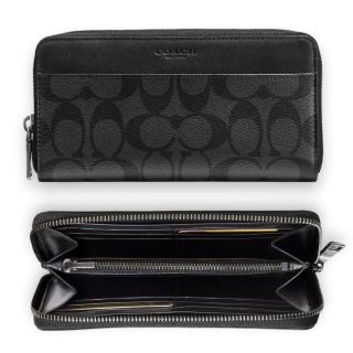 【COACH】男生 長夾 經典滿版荖花LOGO PVC 防刮皮革 拉鍊 男款 皮夾(Coach CE551 58112)