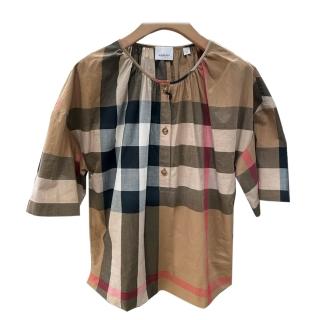 【BURBERRY 巴寶莉】8084312 經典格紋圓領短袖衣服薄款上衣(格紋)