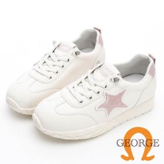 【GEORGE 喬治皮鞋】真皮輕量免綁帶休閒鞋 -粉 434011II07
