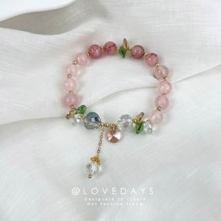 【PS Mall】韓國氣質粉色琉璃設計款水晶手鍊 2入(G2658)