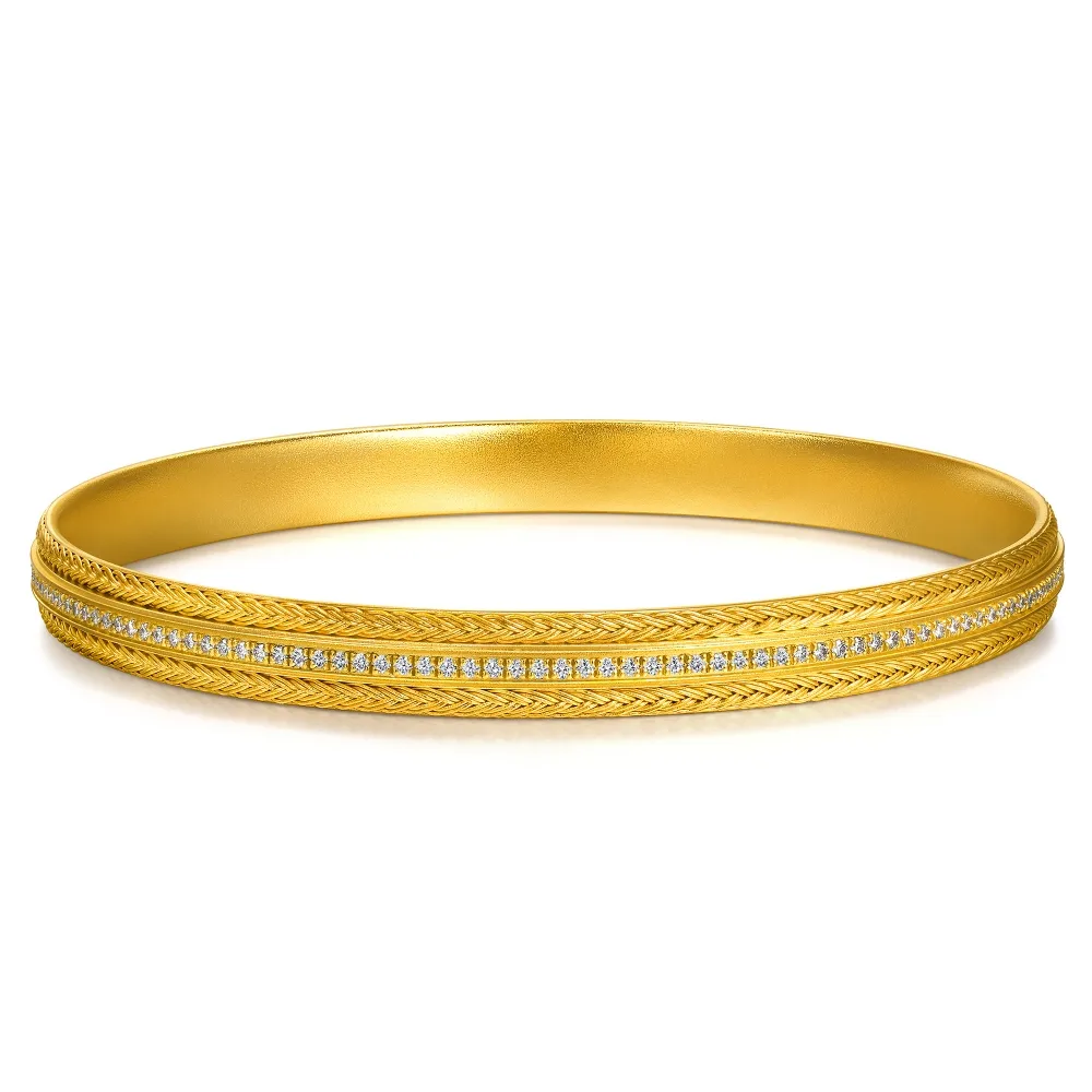 【點睛品】金織如願 鑽石黃金手鐲