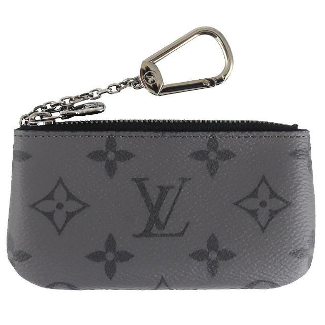 LV LOUIS VUITTON 路易威登 M80905 黑灰色老花鑰匙零錢包，採用高質感帆布與牛皮製成，經典老花圖案設計，拉鍊式開口，輕便實用，附原廠包裝盒與防塵套，適合女性日常攜帶。