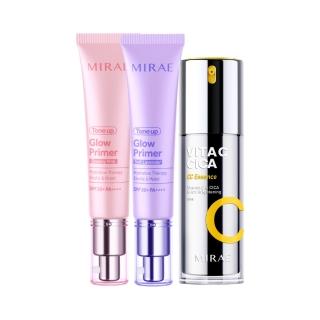 【MIRAE 未來美】超級雙C美白淡斑精華 +柔焦調色發光霜x2(亮顏粉/煥顏紫 兩色可選)