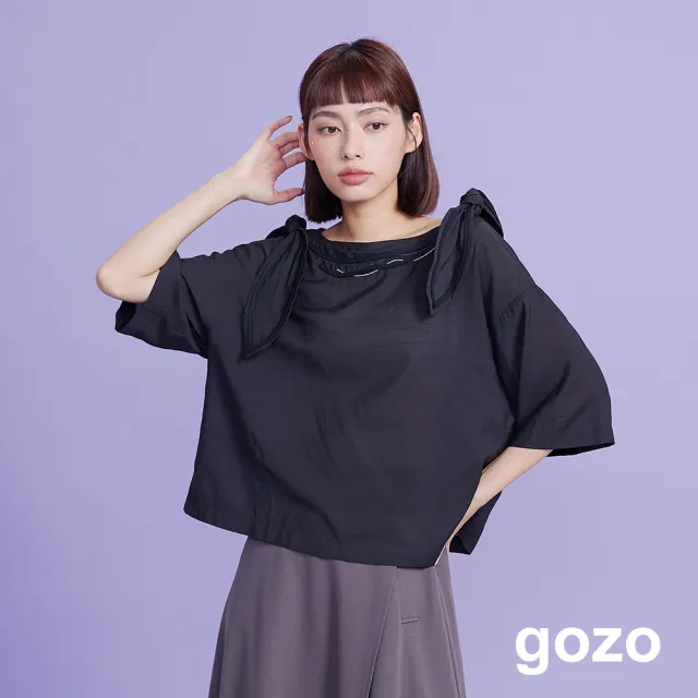 【gozo】微透可拆式蝴蝶結造型上衣(兩色)
