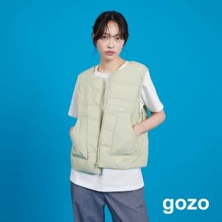 【gozo】抽繩造型輕羽絨背心(淺綠)