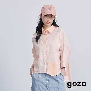 【gozo】MOMO獨家款★限量開賣 拼色口袋七分袖造型襯衫(兩色)