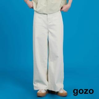 【gozo】MOMO獨家款★限量開賣 雙口袋修身牛仔寬褲(米白)