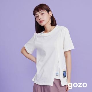 【gozo】許願小卡織標假兩件造型T恤(米色)