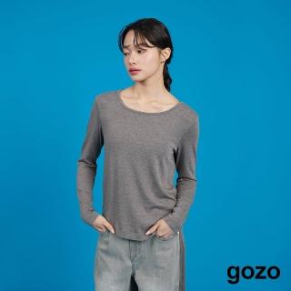 【gozo】超Q彈圓領純色長袖內搭上衣(兩色)