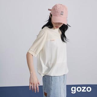 【gozo】MOMO獨家款★限量開賣 微透拼接抽繩造型T恤(兩色)