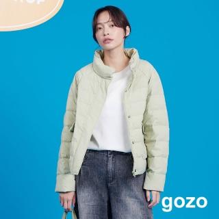 【gozo】小刺繡立領輕羽絨外套(淺綠)