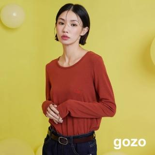 【gozo】HOT柔軟發熱圓領長袖上衣(兩色)