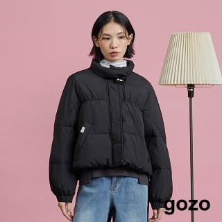 【gozo】蝴蝶結釦蓬蓬短版羽絨外套(兩色)