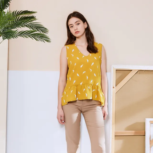 【ICHE 衣哲】Cop.Copine法式鳥語荷葉背心造型上衣