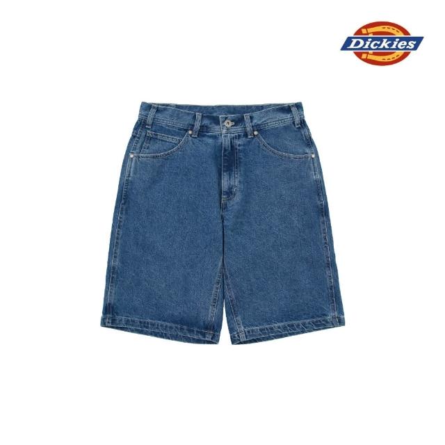 【Dickies】男款藍丹寧純棉經典三色Logo織標休閒牛仔短褲｜DK0A88ON0MB