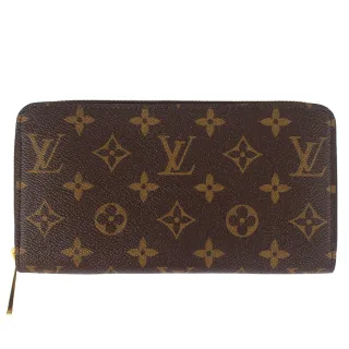 【Louis Vuitton 路易威登】Monogram LV花紋拉鍊長夾(M42616/12卡)