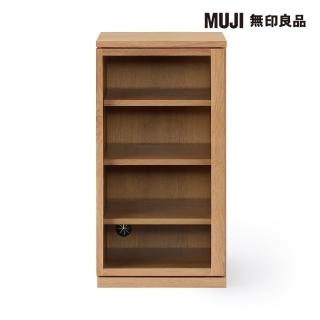 【MUJI 無印良品】橡木收納櫃/玻璃門/窄 寬44*深44*高83cm。商品重量：約27kg。(大型傢俱配送)