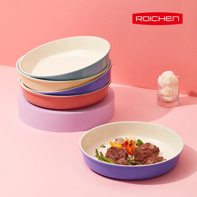 【Roichen】韓國製 28cm平底鍋 不含把手(IH爐 全火源適用 露營 輕量鍋陶瓷塗層不沾鍋)
