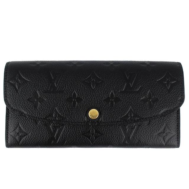 【Louis Vuitton 路易威登】Monogram 真皮LV壓紋掀蓋長夾(M62369/黑)