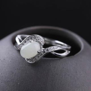 【MoonDy】戒指 飾品 女生戒指 純銀戒指 鋯石戒指 和田玉 開口戒指 新中式 簡約 復古 古風 玉戒