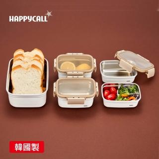 【HAPPYCALL】韓國製白瓷釉304不鏽鋼保鮮盒5件組(500ml/650ml/2L)