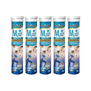 【Heilusan 好立善】鎂300發泡錠20錠 5入組(蘋果口味 幫助入睡.舒緩放鬆)